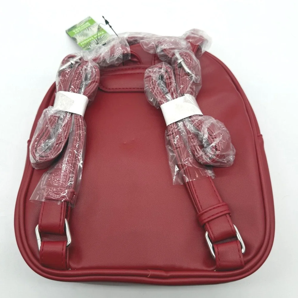 Badgley Mischka‎ Red Mini Studded Vegan Leather Backpack $99 NWT